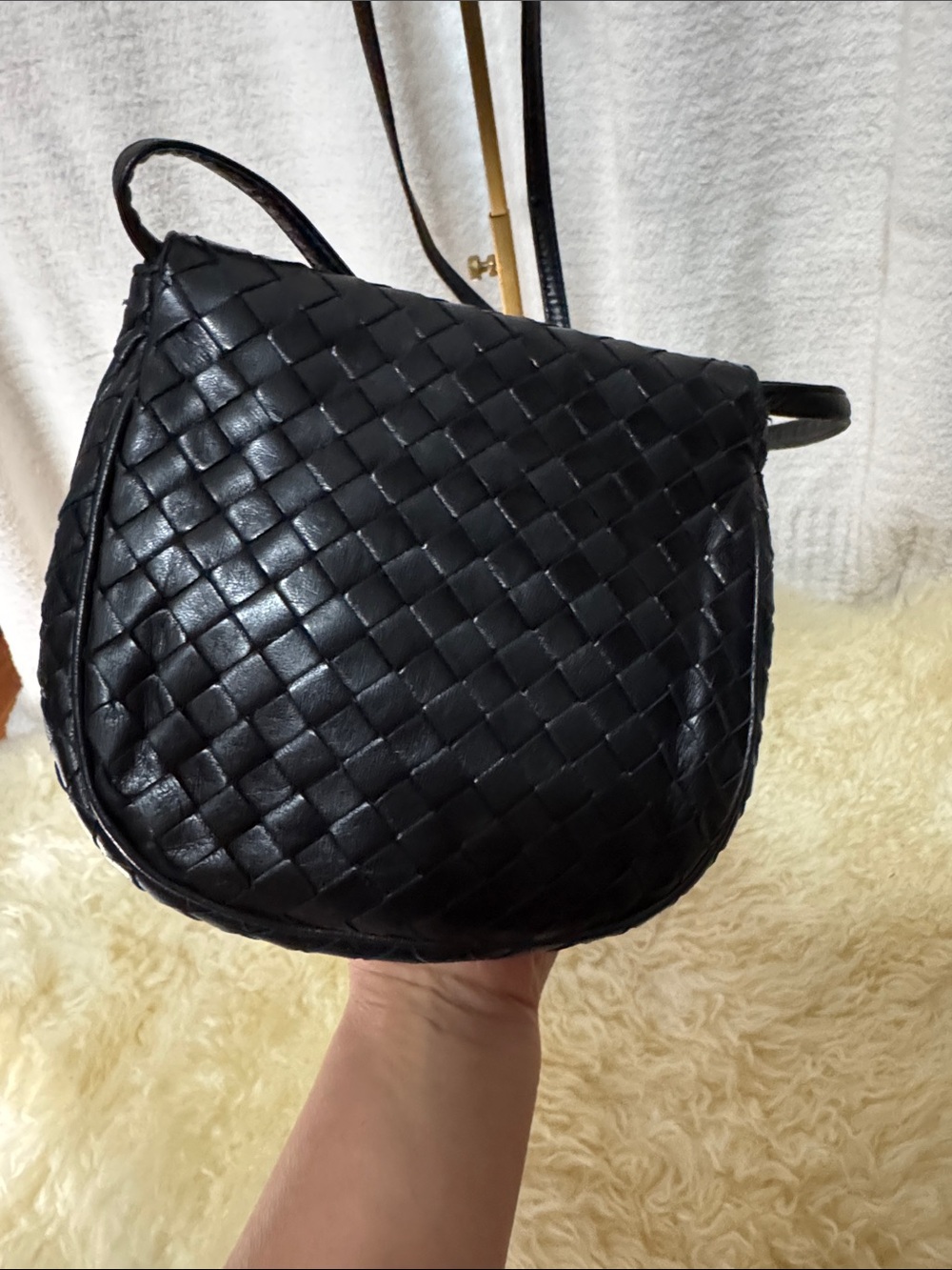 Bottega Veneta Black Woven Leather Crossbody with Tassel - Picture 4 of 10
